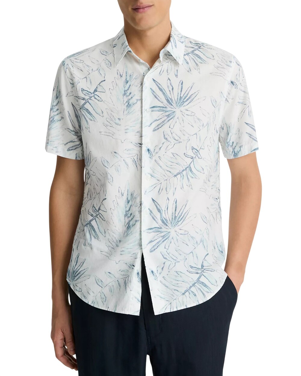 Vince Shirt Mens 2XL White Tropical French Placket Short Sleeve Button-Up $228